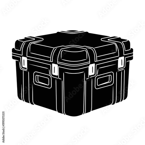 Satellite Transport Container Silhouette, Rugged Environmental Box and Spacecraft Logistics Concept.