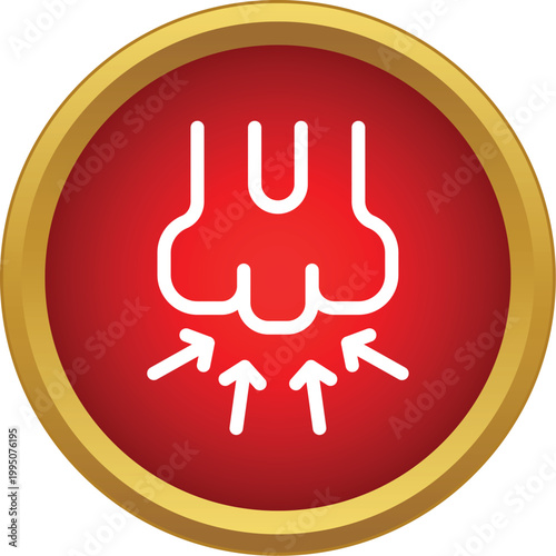 Nose icon with arrows suggesting irritation, allergy, or a strong scent