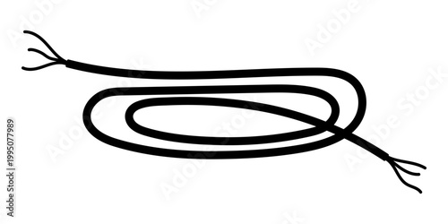 Electrical cable icon. Black silhouette. Front and side view. Vector simple flat graphic illustration. Isolated object on a white background.