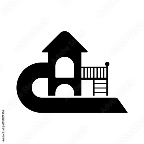 Children's playground icon. Black silhouette. Front and side view. Vector simple flat graphic illustration. Isolated object on a white background.