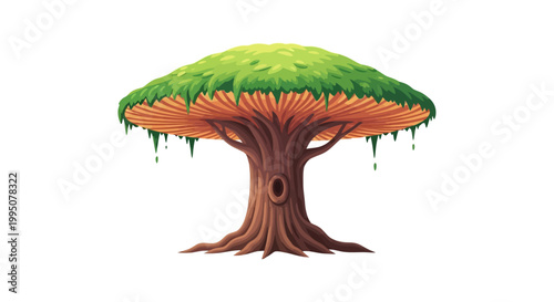 Magical Fantasy Tree with Lush Green Leaves and Unique Canopy