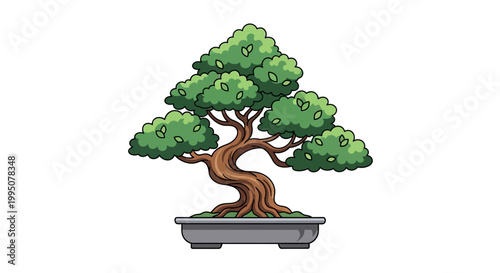 Stylized Bonsai Tree Illustration
