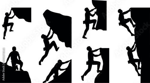 Silhouettes of rock climbers a dynamic collection of athletic poses and ascents