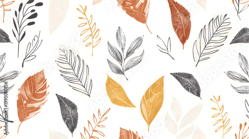 Seamless pattern with autumn leaves