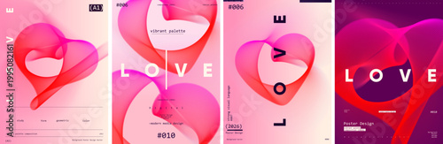 Colorful abstract design featuring flowing lines forming a heart shape with the word 'LOVE' prominently displayed. Perfect for modern posters and digital art projects.