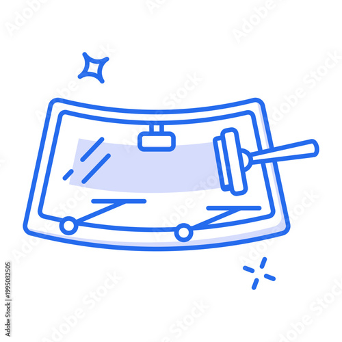 A linear icon showing a windshield cleaning