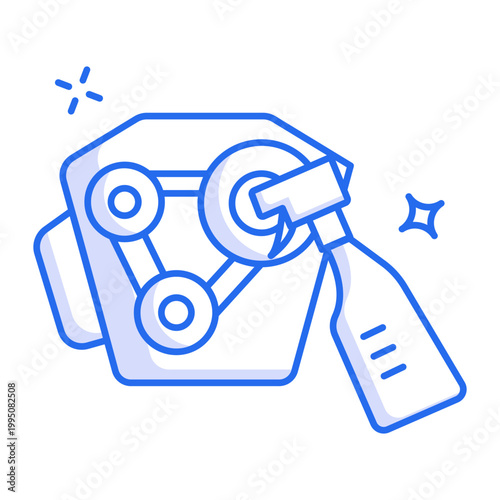An outline icon depicting an engine cleaning