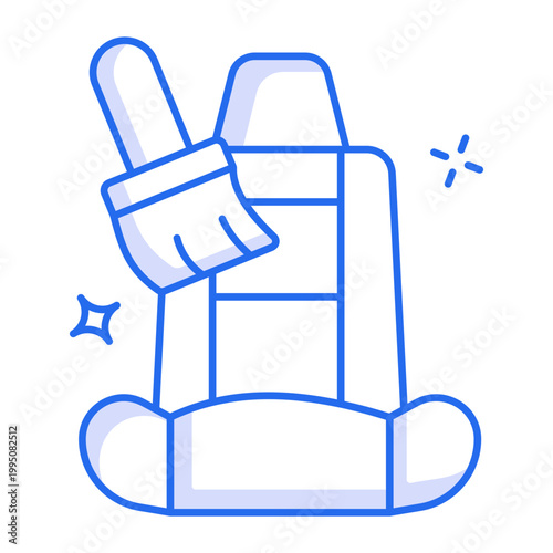 Line style icon depicting a seat cleaning