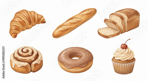 Assorted Freshly Baked Breads and Pastries Collection