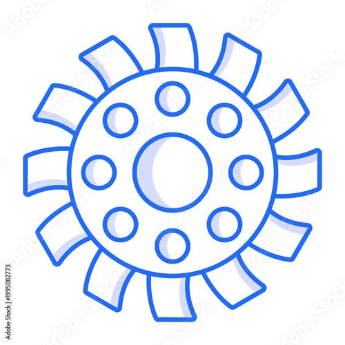 Line style icon depicting a turbine wheel