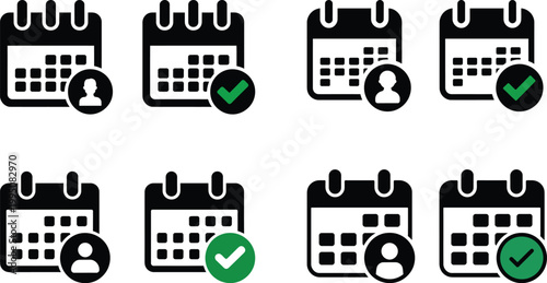 Calendar Icon Set Appointment Schedule Date Reminder Vector Illustration