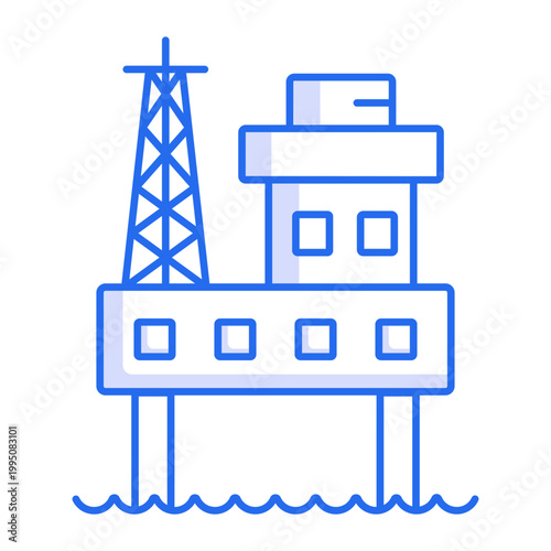 A linear style icon of oil rig structure