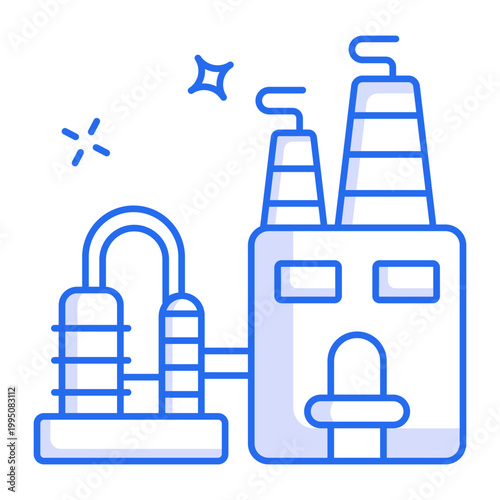 An outline style icon of oil refinery plant