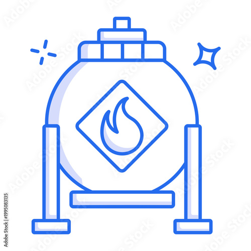 An outline style icon depicting gas storage container