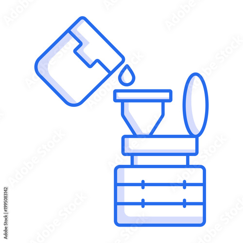 A line style icon depicting large capacity drum funnel