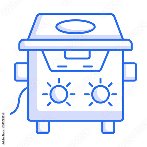 An outline style icon showing an ultrasonic cleaner