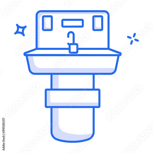 A linear style icon of a washbasin