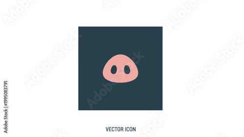 A pink pig snout with two nostrils on a dark teal square background