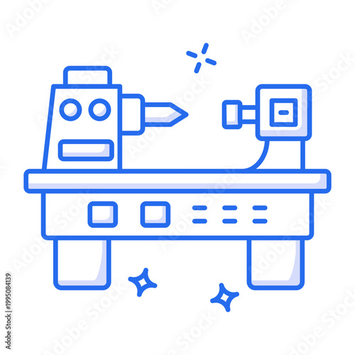 A linear style icon of a cnc lathe