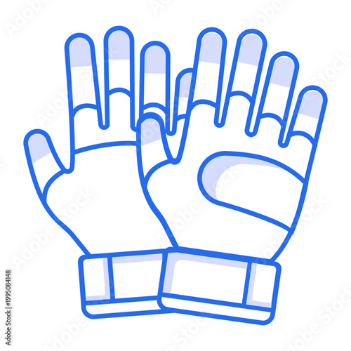 A line style icon showing safety gloves