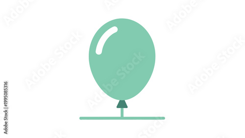 A simple flat design illustration of a mint green balloon tethered to a base