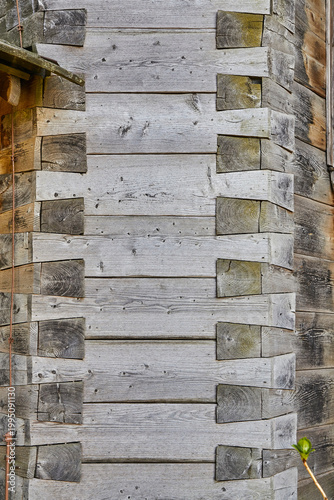 Принти на полотні Beautiful close-up of a wooden wall with an ornate corner joint.