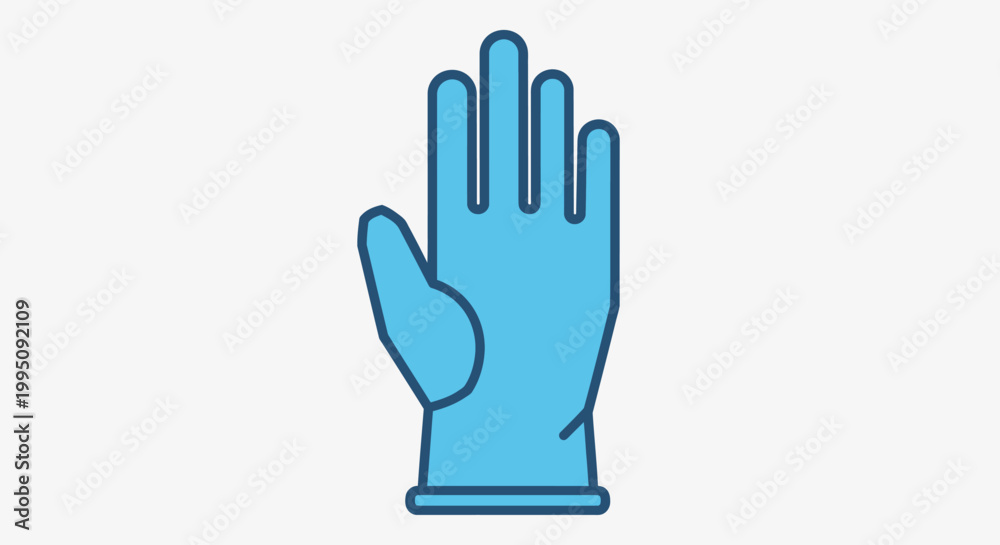 Fototapeta premium Blue Rubber Glove Icon, Hand Protection, Hygiene Concept