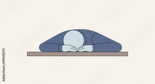 Exhausted businessman sleeping on desk, burnout, stress, fatigue, and overwork concept
