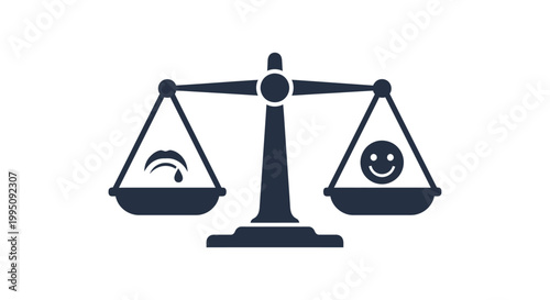Scales of Justice Weighing Sadness Against Happiness, Balance Concept