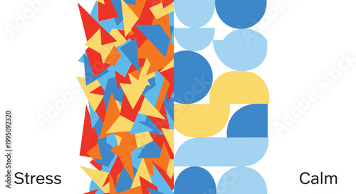Stress vs Calm: Abstract Contrast of Chaotic and Orderly Shapes