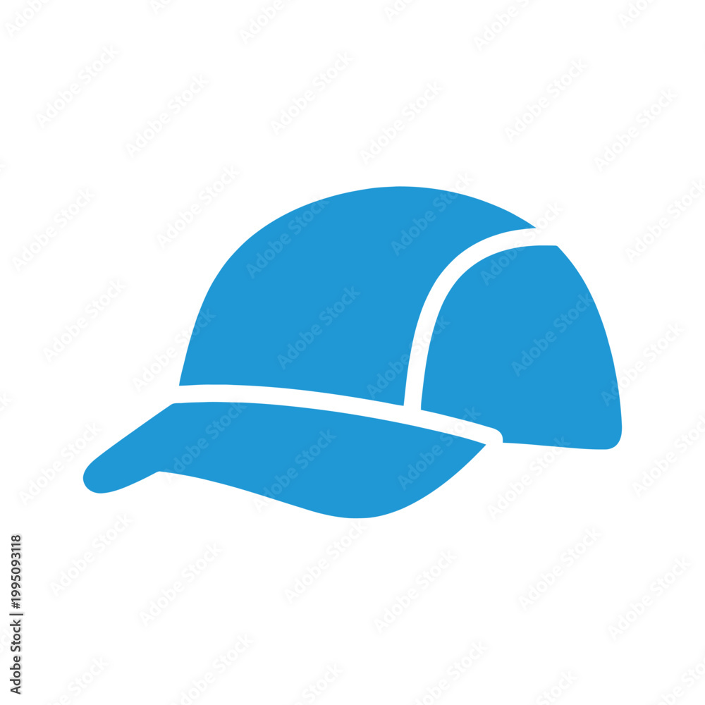Fototapeta premium Blue baseball cap icon, simple flat design, isolated on white background