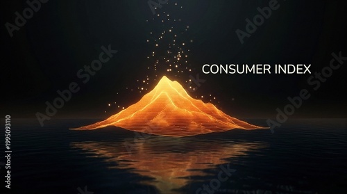Glowing digital mountain with 