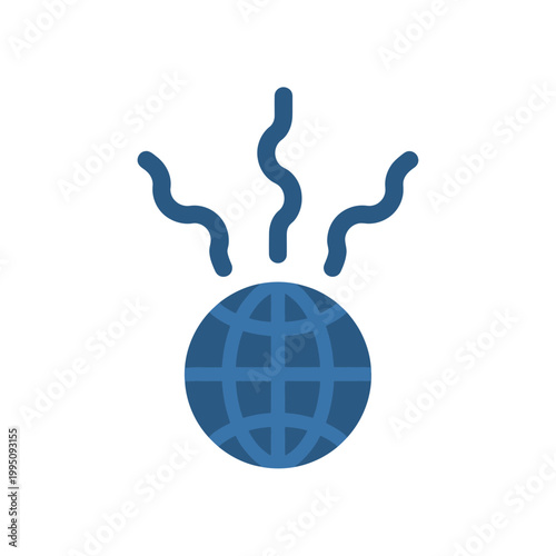 Global warming concept icon, planet earth emitting heat waves, climate change symbol