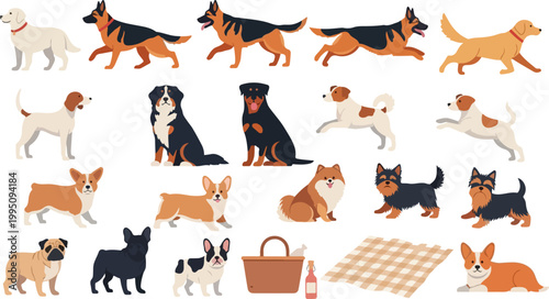 Set of cute cartoon animal vectors featuring a funny collection of dog, cat, cow, and farm pet character designs for an icon illustration