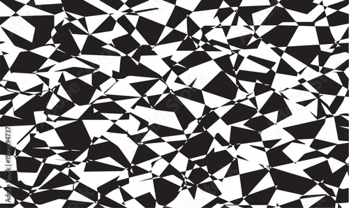 Abstract Black and White Shattered Glass Fragment Background.