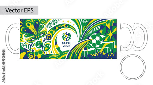 Brazil Football World Cup 2026 Technical Mug Template