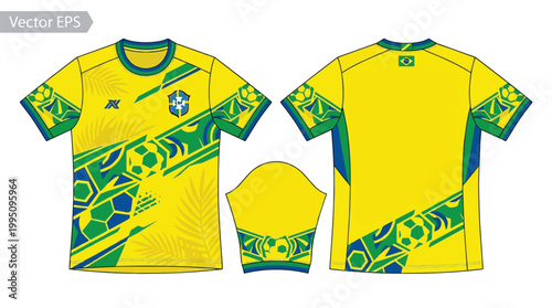 Brazil Football World Cup 2026 Technical T-shirt Template