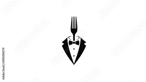 Fork in Tuxedo Silhouette Logo suit bow tie