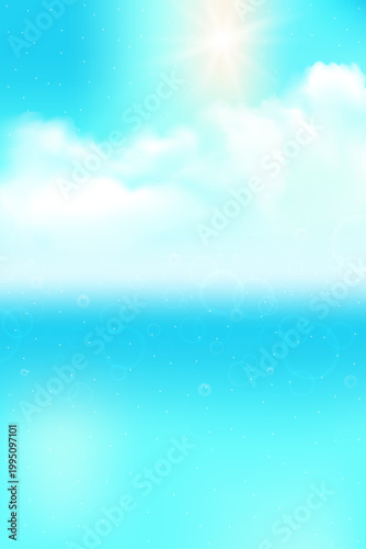 summer background. abstract soft blue sky and sea blurred gradient background, vector illustration