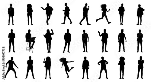 Collection of black human silhouettes