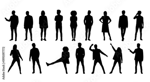 Collection of black human silhouettes