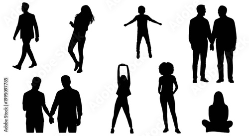 Collection of black human silhouettes