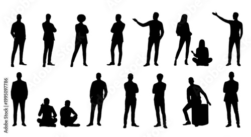 Collection of black human silhouettes