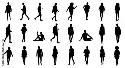 Collection of black human silhouettes