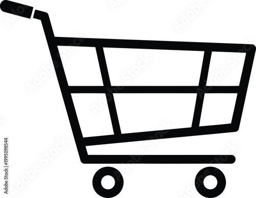 Black and white line of a shopping cart with wheels line shopping cart trolley d