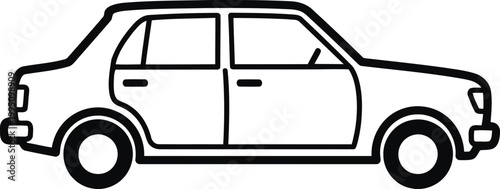 Black and white of a classic station wagon car automobile side view