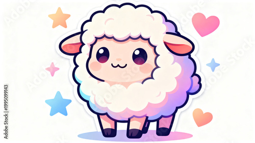 Cute Cartoon Sheep Sticker with Playful Design