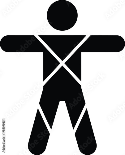 Black and white of a person with arms raised in a y shape person silhouette desi