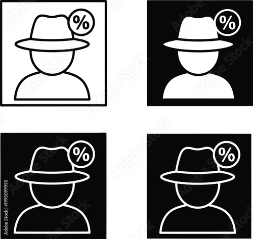 Black and white of chef hats with percentage symbols