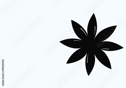 Black of a stylized flower with eight petals symmetrical abstract